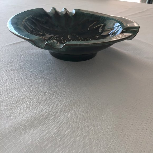 VTG Expo 67 BMP Canada Drip Glazed Green Brown Ruffled Ashtray Candy Dish - Picture 5 of 8